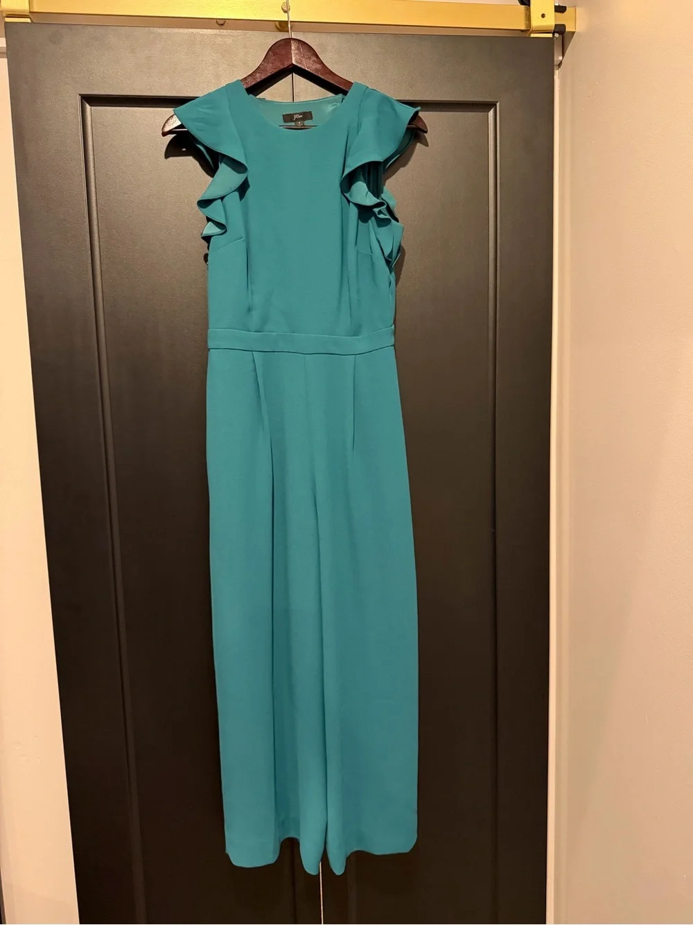 J. Crew Teal Ruffle-Sleeve Maxi Dress